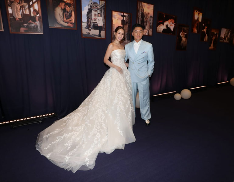 Lisa Ch'ng and Mat Yeung wedding portraits in bespoke bridal attire