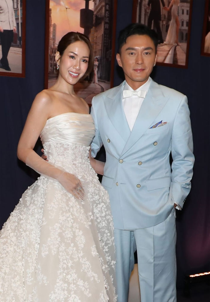 Newlyweds Lisa Ch'ng and Mat Yeung at the post-wedding media session in Kuala Lumpur
