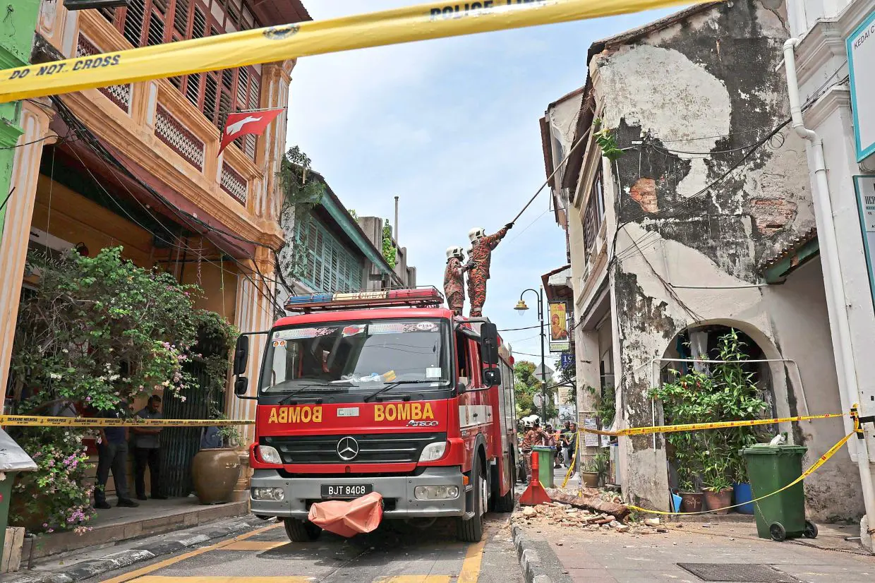 Rescue operations at the Penang heritage building collapse site
