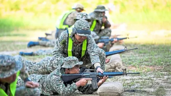 A filepic of National Service 3.0 programme trainees during the firearms shooting exercise at Kem Perdana Sungai Besi in Kuala Lumpur.