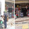 The two tourists were struck by stones and timber from a first-floor beam.