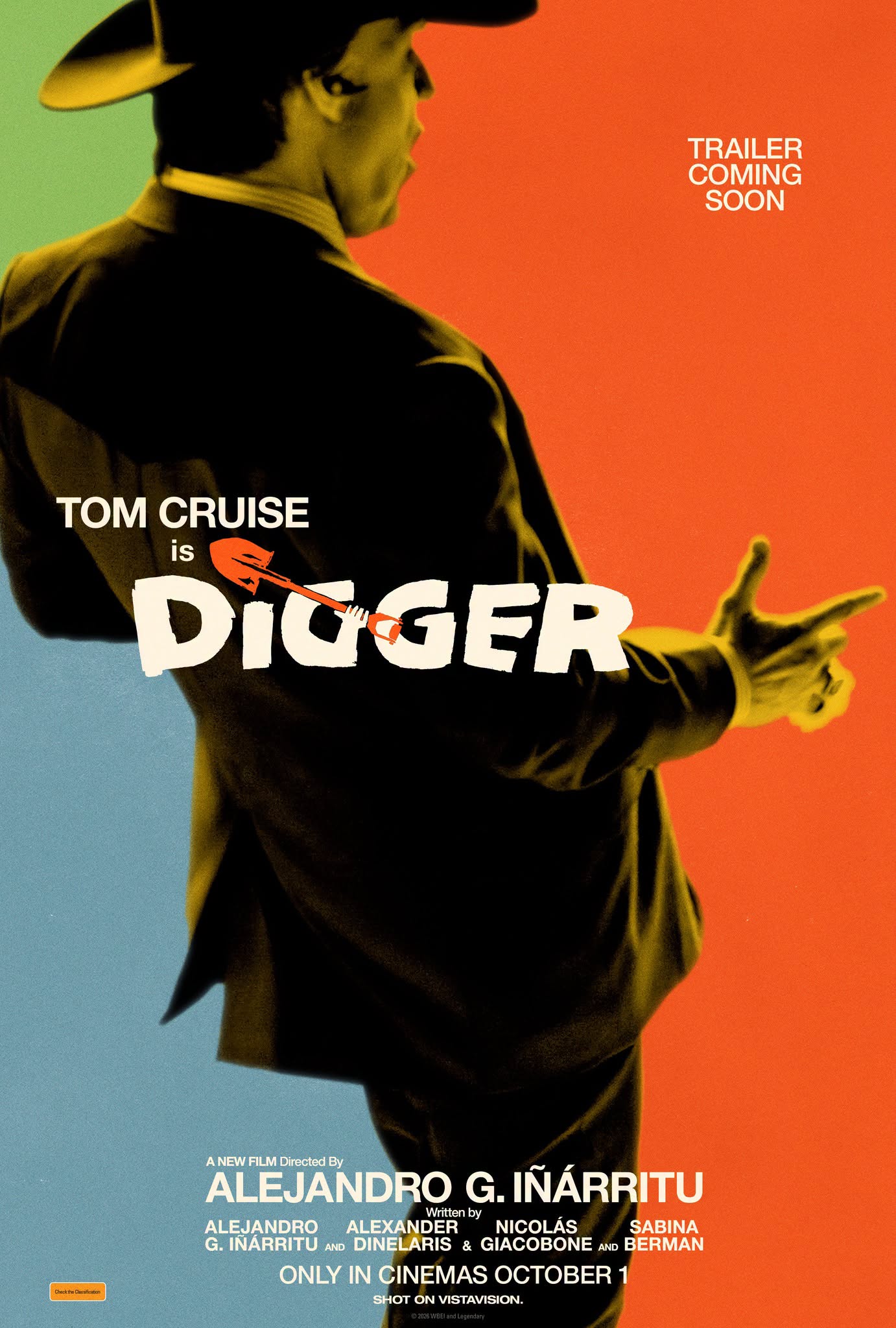 Digger movie official poster featuring Tom Cruise holding a shovel